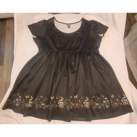 Hot Topic Mushroom Butterfly Border Babydoll Heavy Satin Dress Plus Size 4XL - Picture 14 of 14